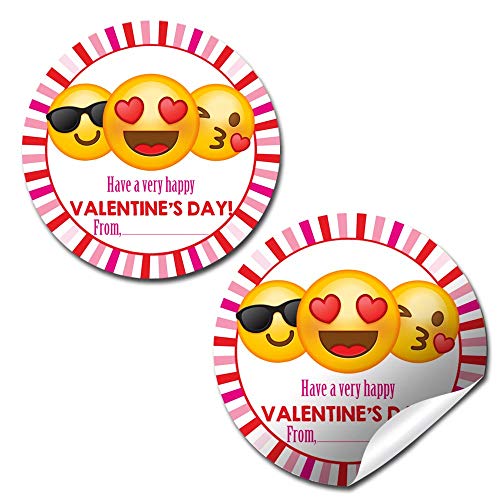 Valentine Day Stickers, Personalized Valentine Favor Gift Tags, Emoji  Stickers, Kids Valentines 