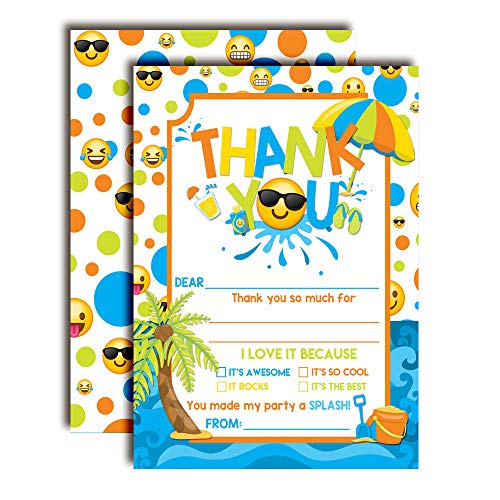 Emoji Pool Party Thank You Cards (Boy)