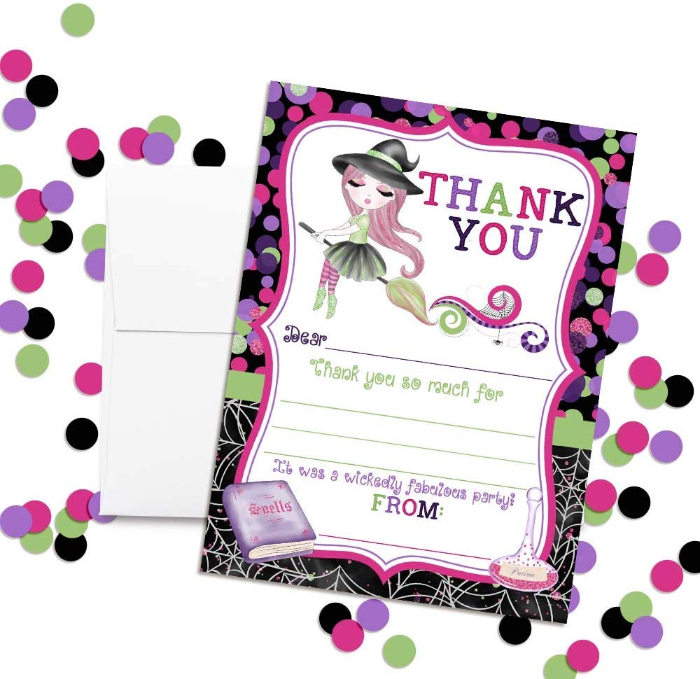 Fancy Halloween Witch Thank You Cards