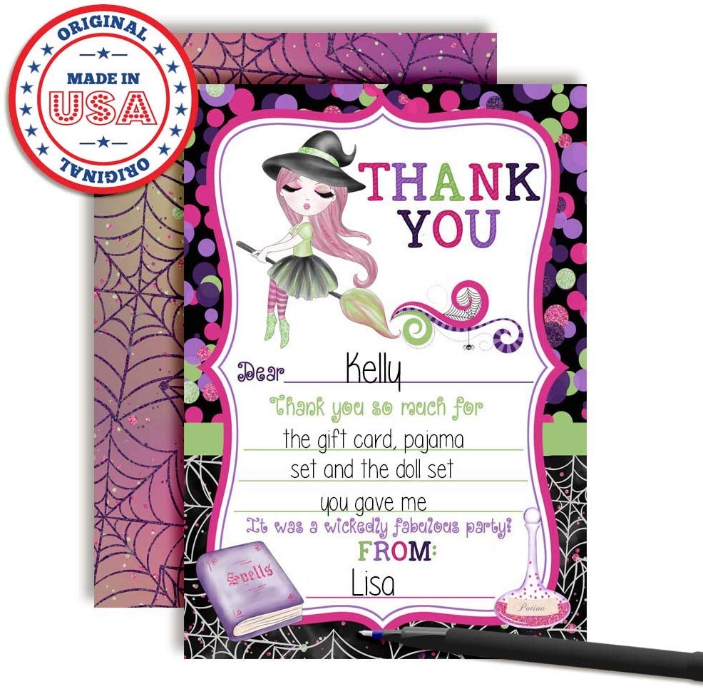 Fancy Halloweeen Witch Thank You Notes