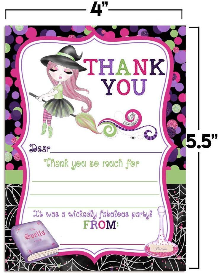 Fancy Halloween Witch Thank You Notes