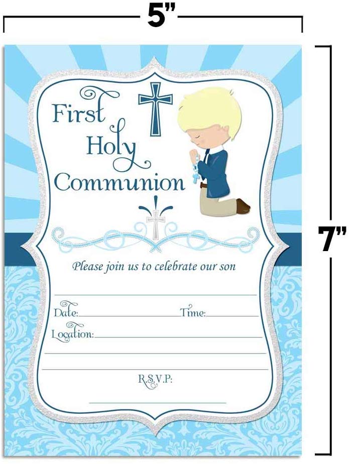 20ct Communion Boy Blonde Hair Party Invitations by AmandaCreation 20ct Communion Boy Blonde Hair Party Invitations by AmandaCreation