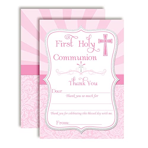 Pink First Holy Communion Thank You Cards – Amanda Creation