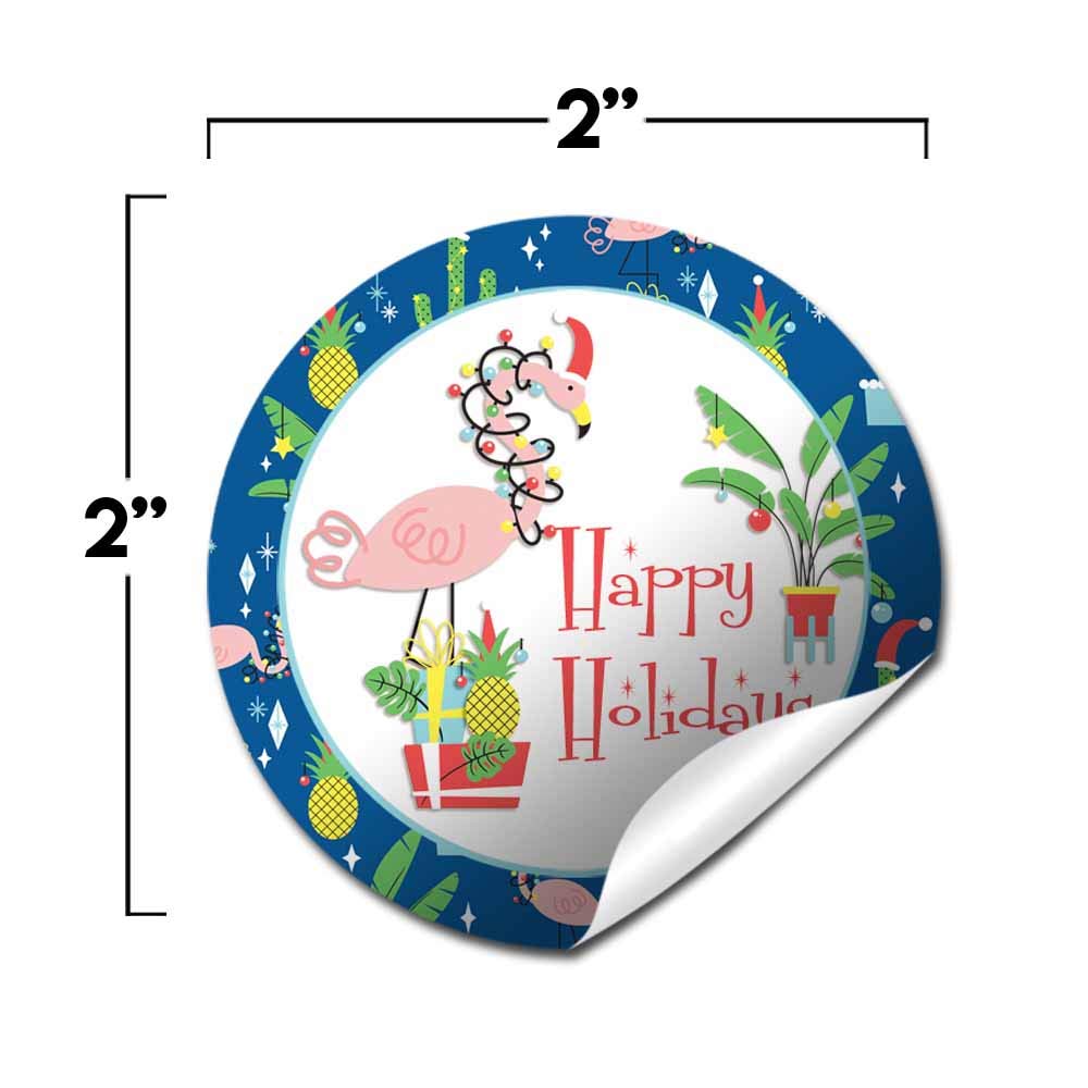 winter flamingo Christmas stickers