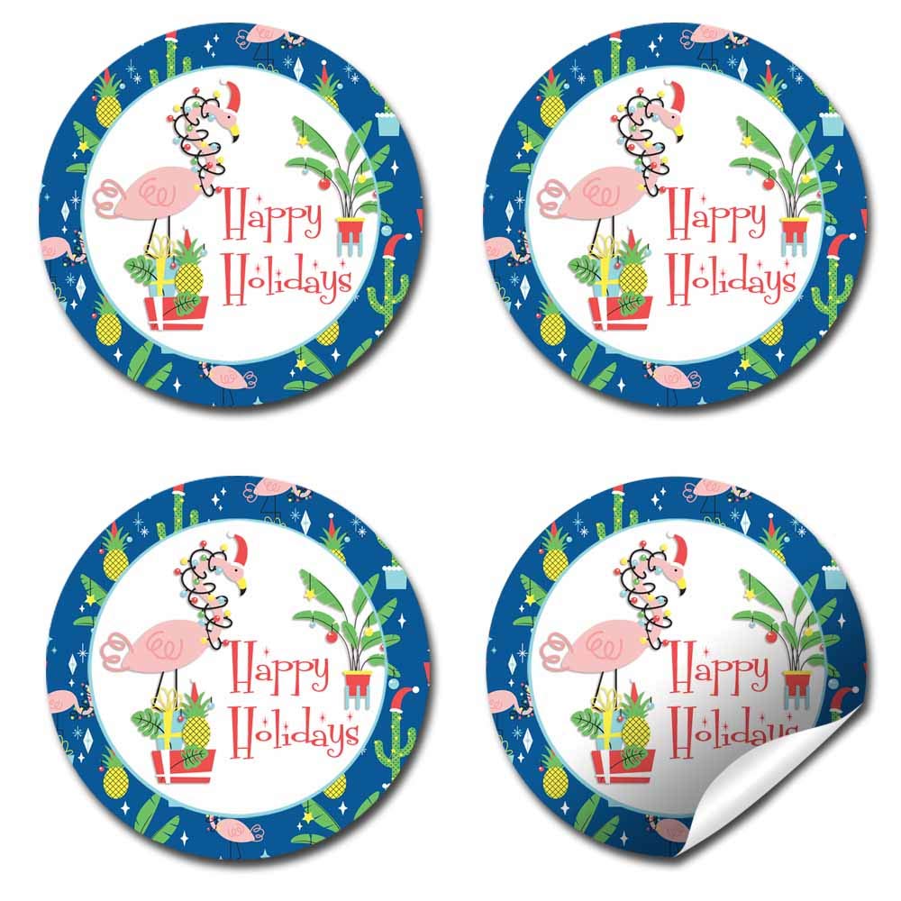 winter flamingo holiday stickers