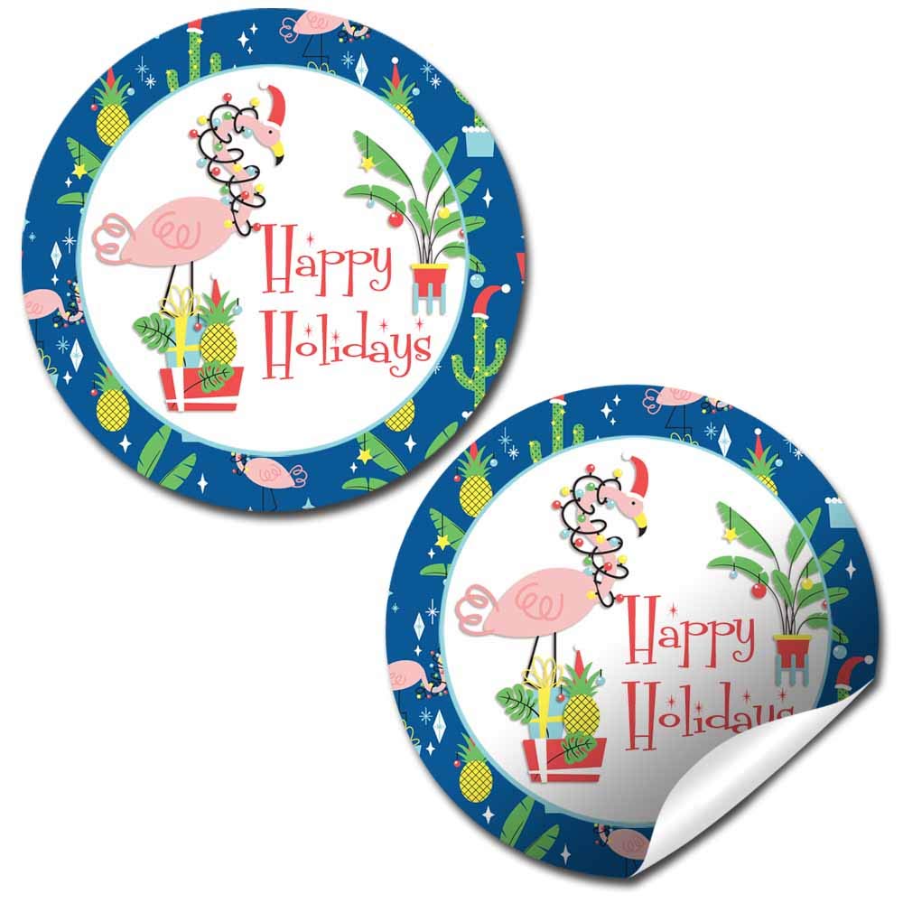 winter flamingo holiday stickers