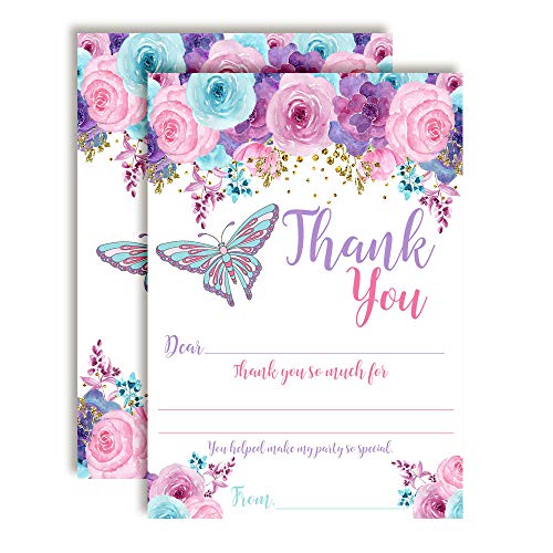 Floral Butterfly Thank You Cards