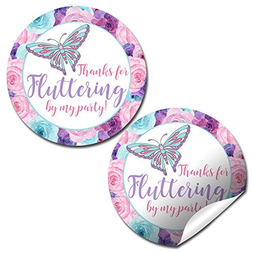 Floral Butterfly Thank You Stickers