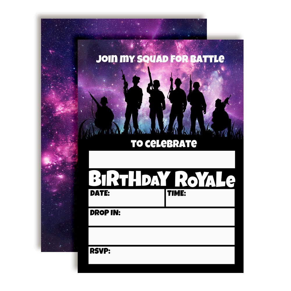 Galaxy Fort Battle Video Gaming Birthday Party Invitations