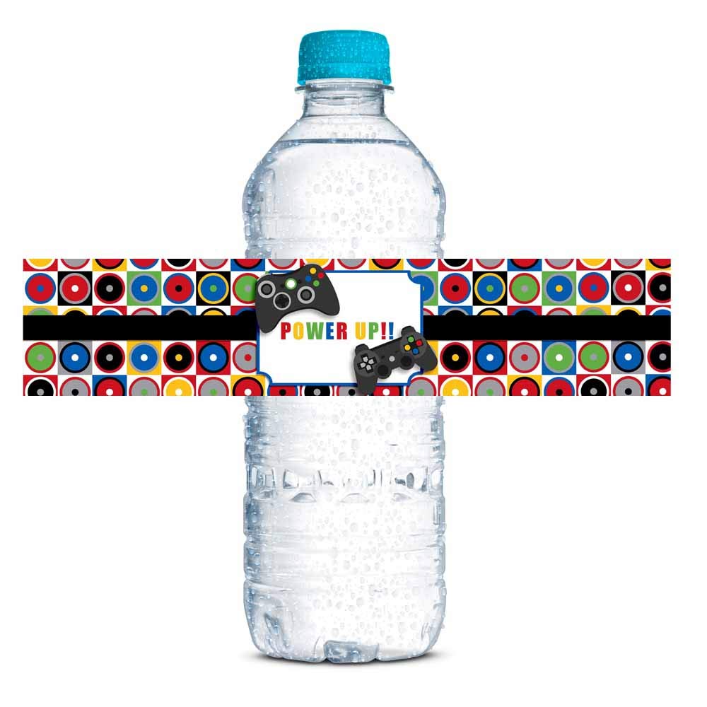 Video Game Birthday Party Water Bottle Labels
