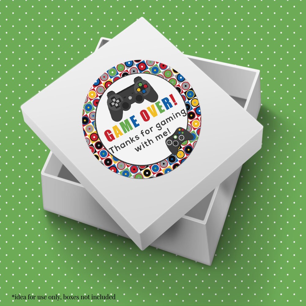 Game Over, Video Game Birthday Party Stickers