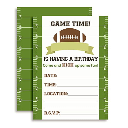 Game Time Football Birthday Party Invitations