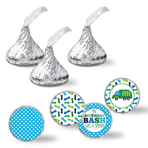 Garbage Truck Birthday Party Kiss Stickers