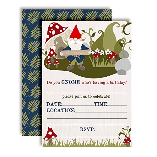 Garden Gnome Birthday Party Invitations