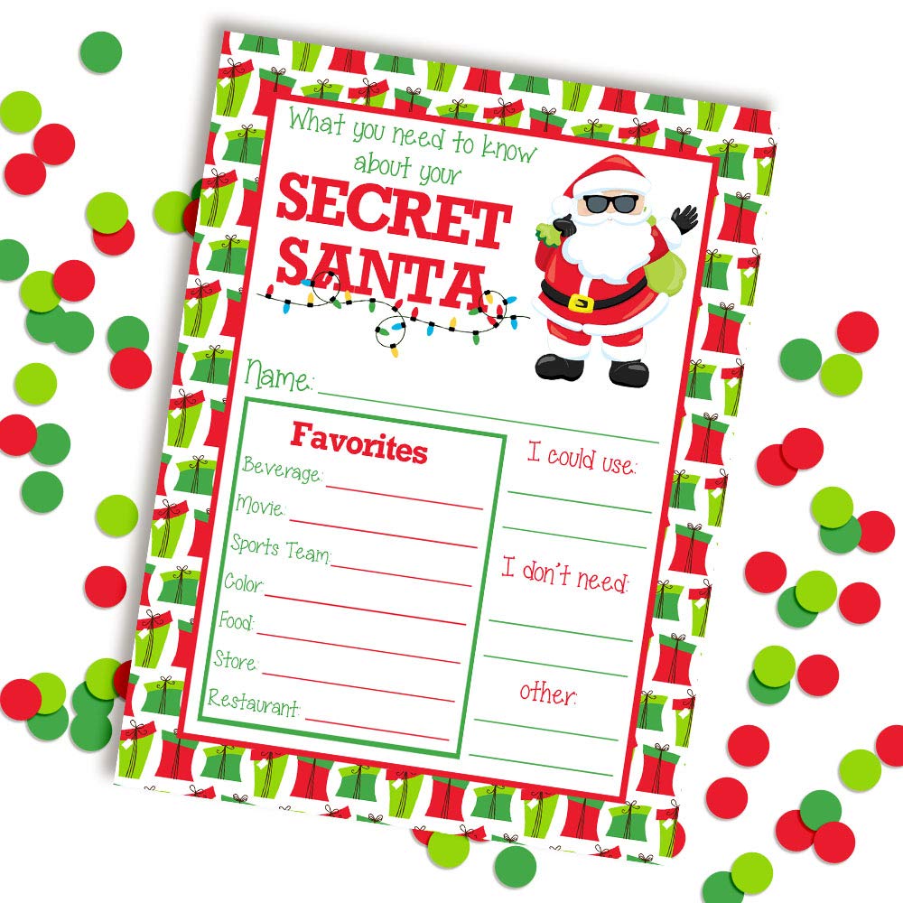 Santa Card Back Secret Santa Gift Idea Cards – Amanda Creation