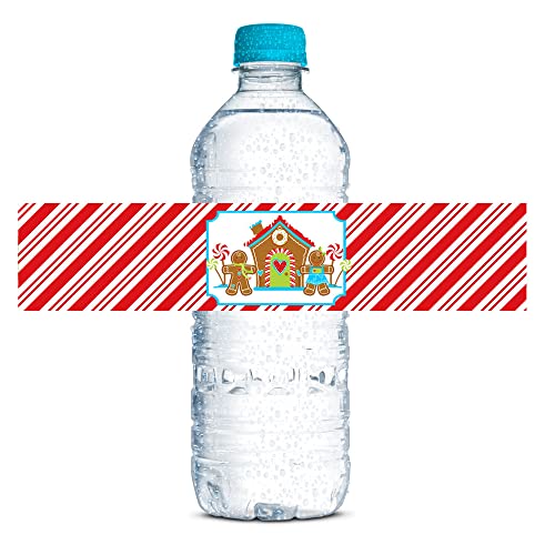 Gingerbread House Decorating Waterproof Water Bottle Wrappers