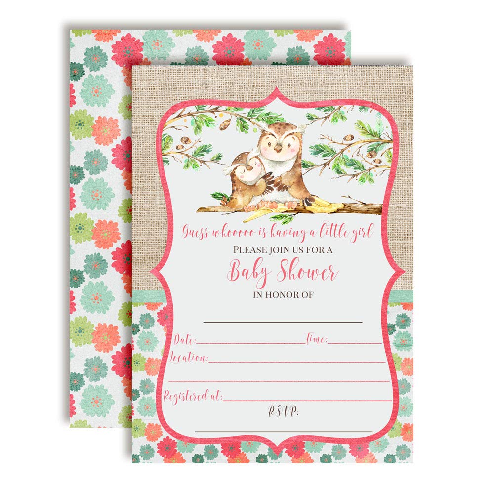 "œGuess Whooo" Owl Baby Shower Invitations (Girl)