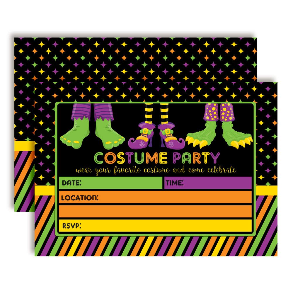 Halloween Costume Party Invitations with Monster Feet