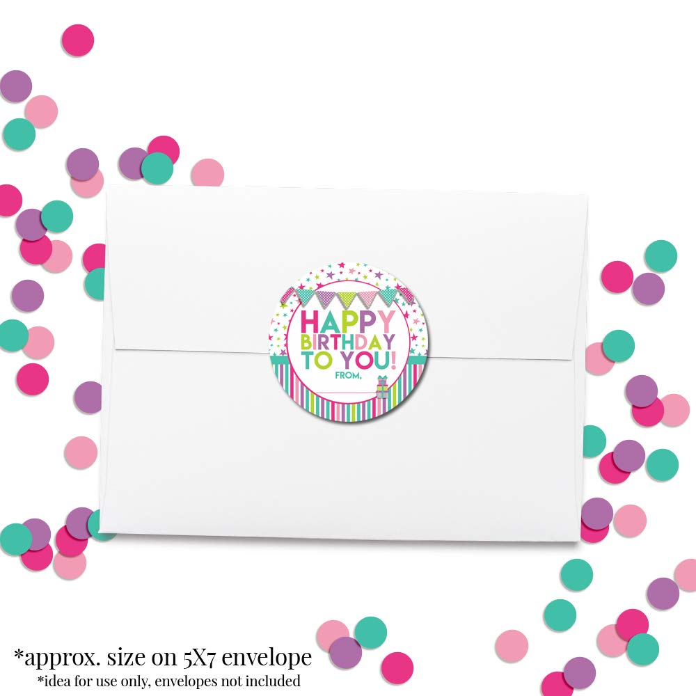 Happy Birthday to You Gift Tag Stickers Bold Colors