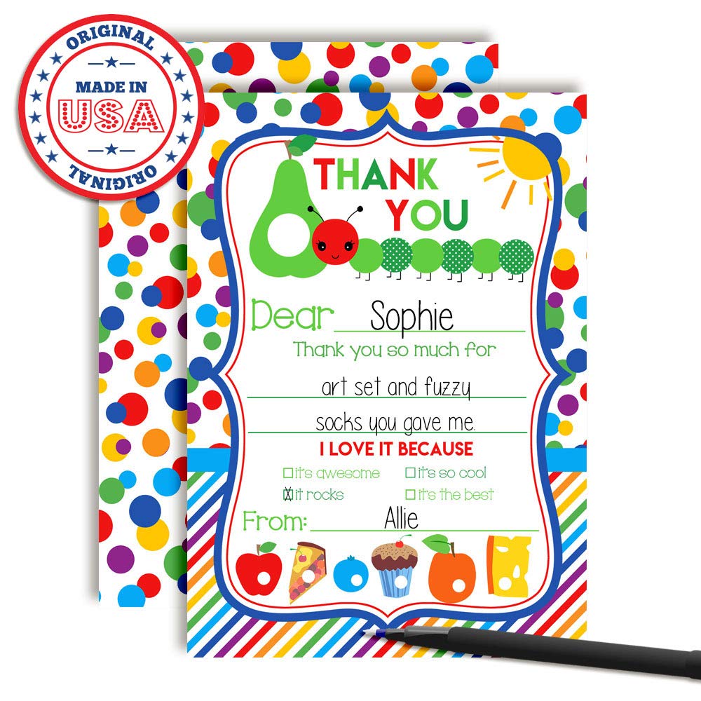Happy Hungry Caterpillar Thank You Cards