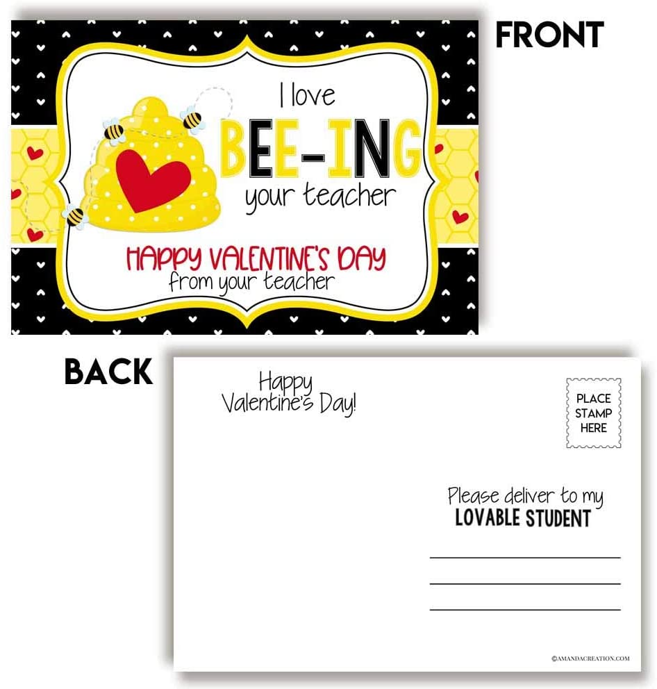 Cute and Funny Teacher Valentine Postcards 30pc. by AmandaCreation