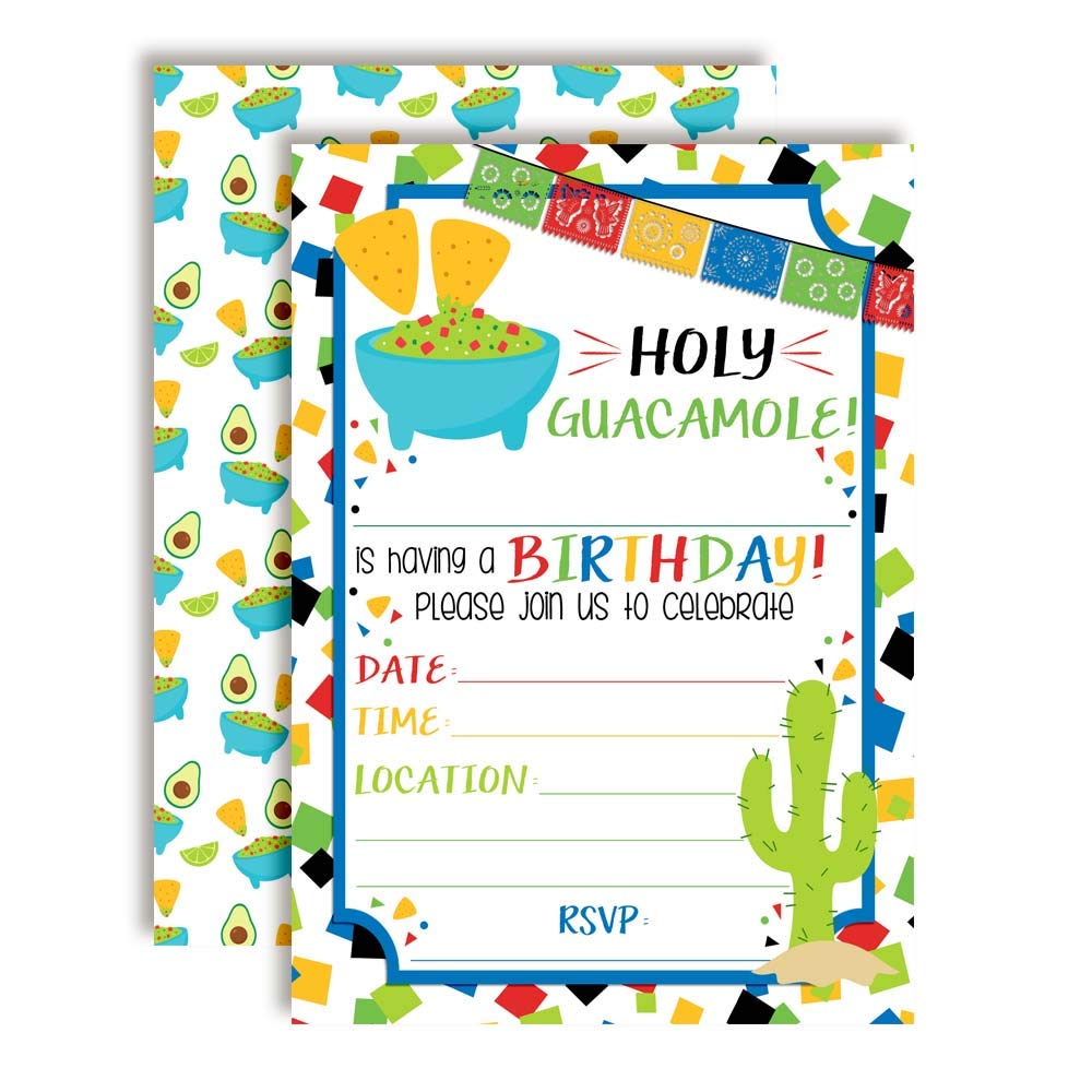 Holy Guacamole Chips & Dip Birthday Party Invitations