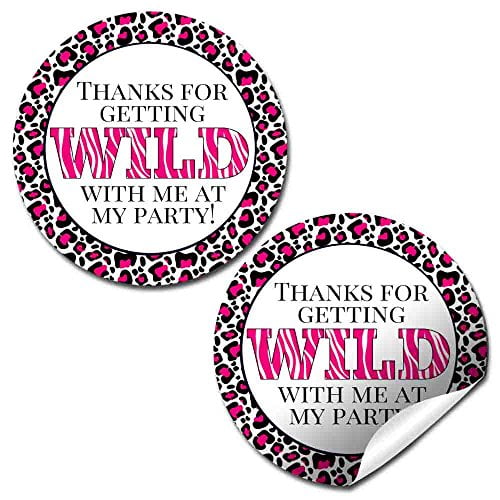 Hot Pink Animal Print Party Stickers
