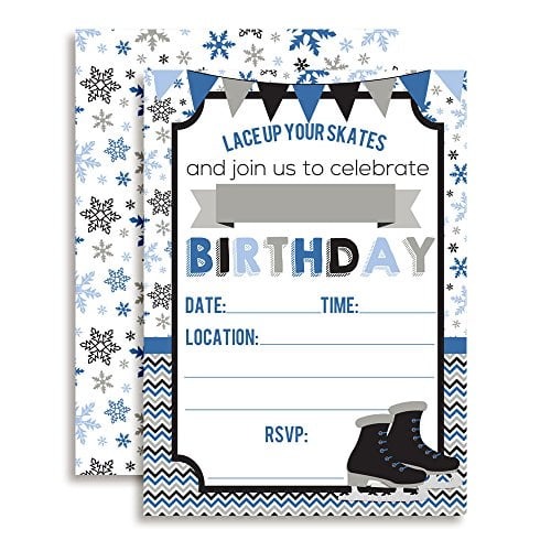 Ice Skating Birthday Party Invitations (Boy)