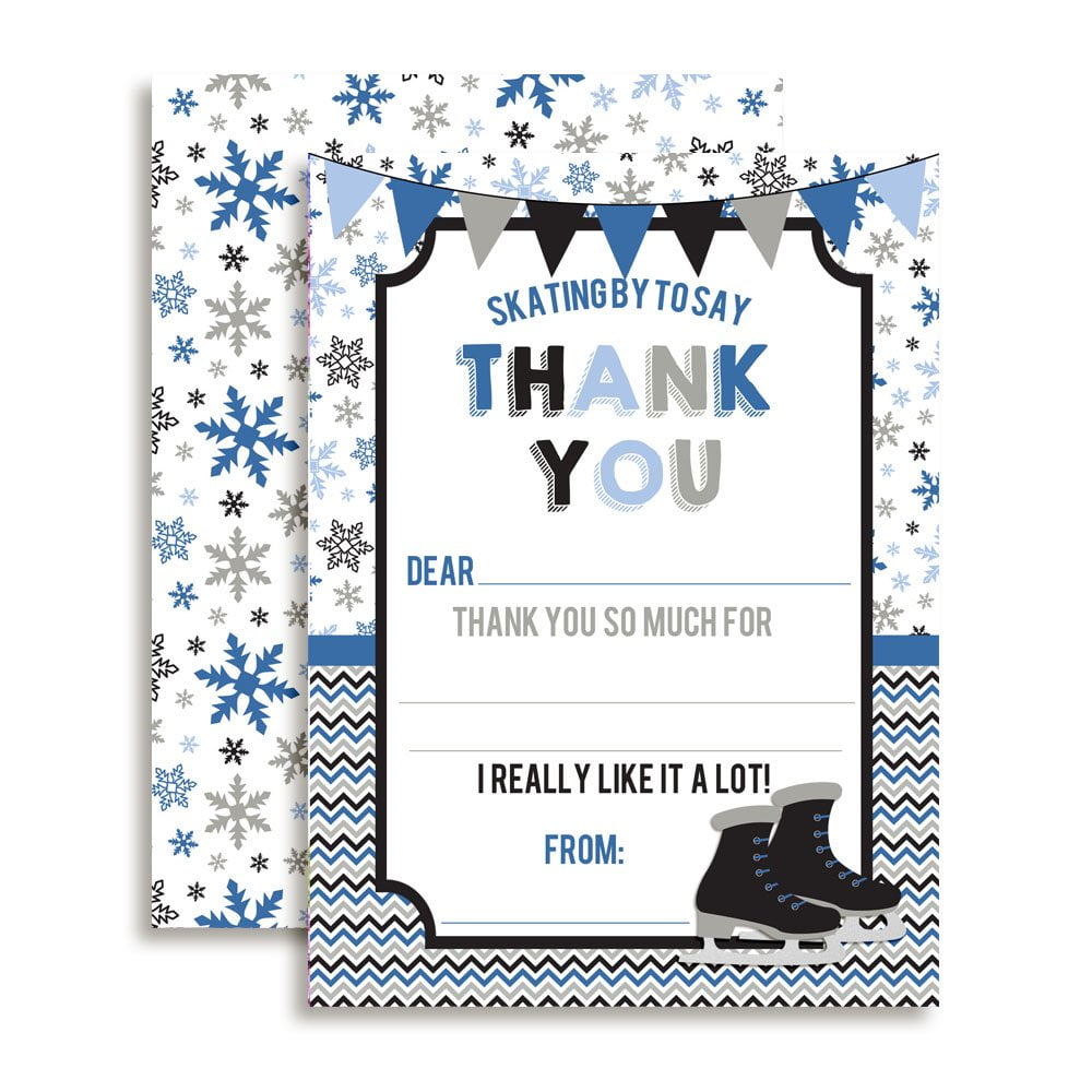 Ice Skating Thank You Cards (Boy)