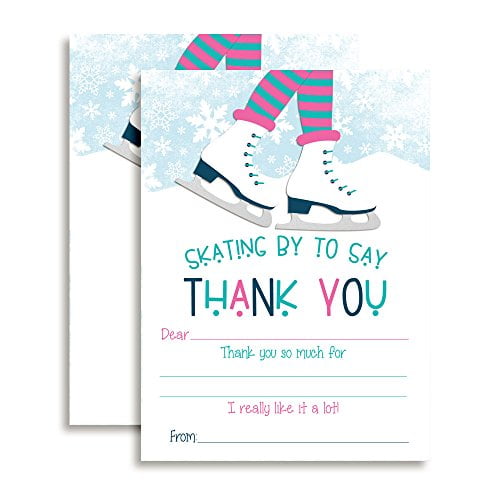 Ice Skating Thank You Cards (Girl)