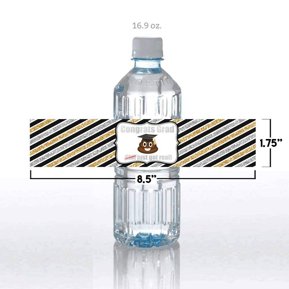 Graduation Trendy Stripes Water Bottle Labels with Photo – Candy Wrapper  Store