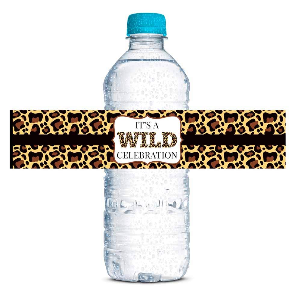 Leopard Print Birthday Party Water Bottle Labels