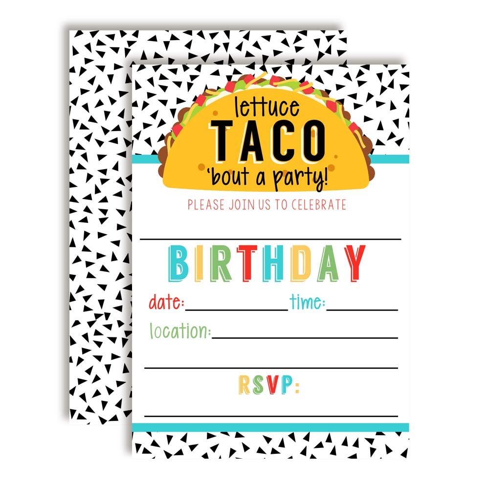 Lettuce Taco 'Bout a Party Birthday Party Invitations