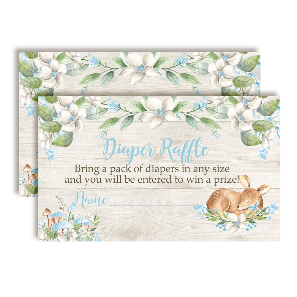Little Deer Woodland Diaper Raffle Tickets for Baby Showers (Boy)