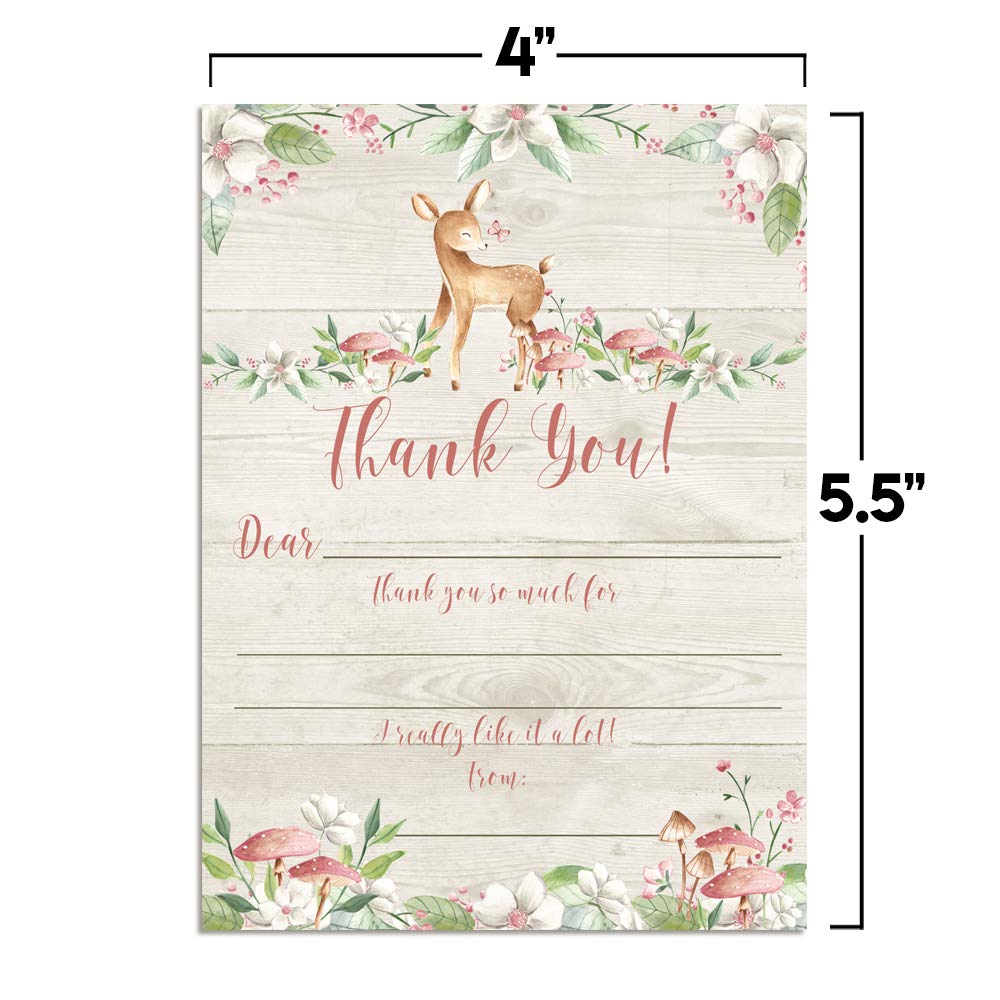 Little Deer Woodland Thank You Cards (Girl)