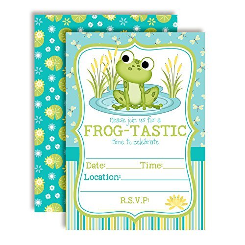 Little Frog Birthday Party Invitations (Boy)