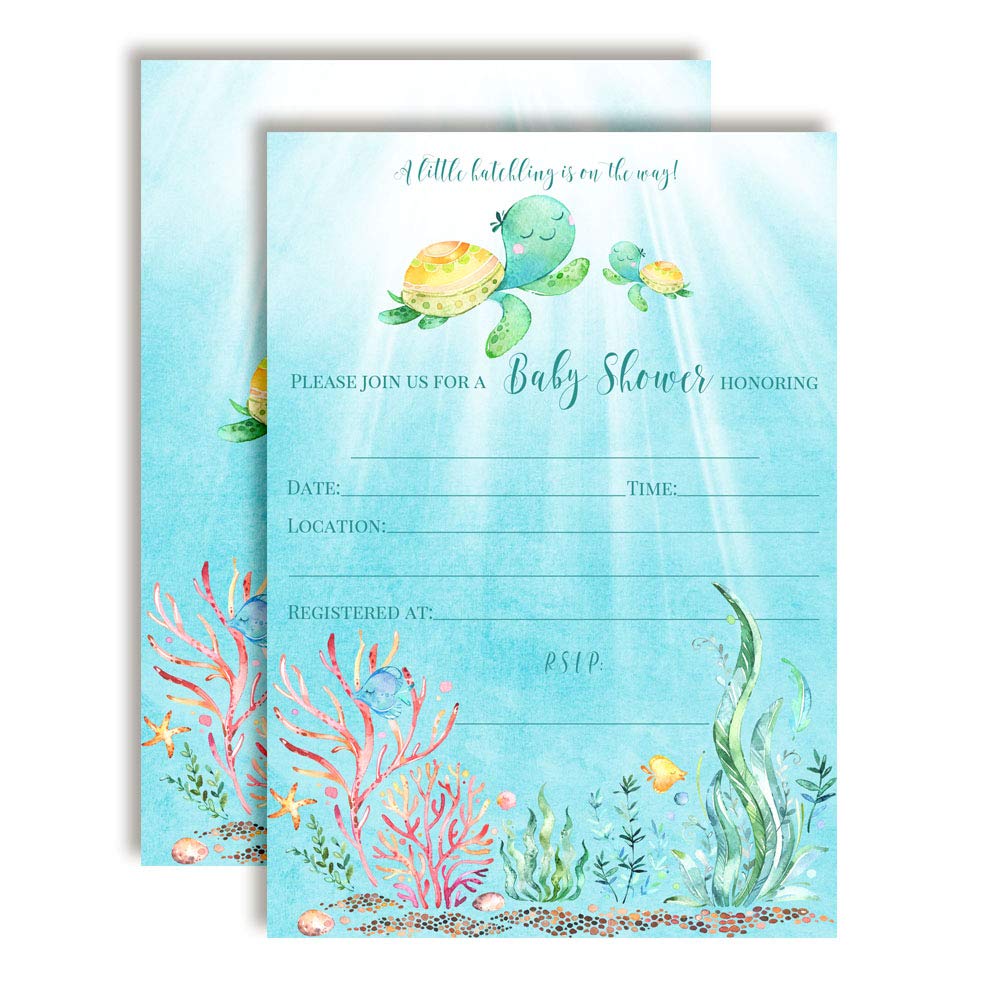 Little Hatchling Sea Turtle Baby Shower Invitations