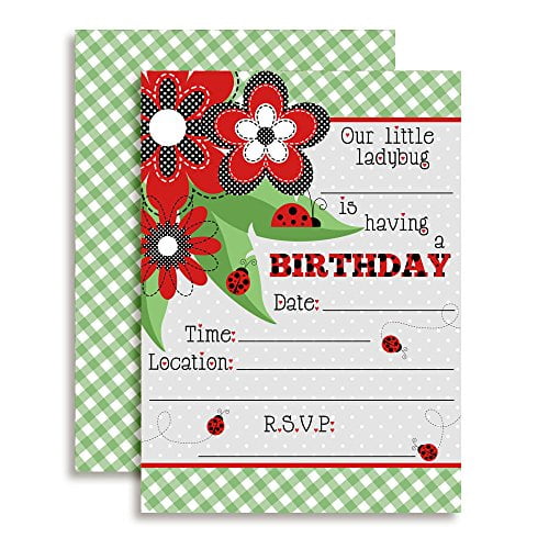Little Ladybug Birthday Party Invitations