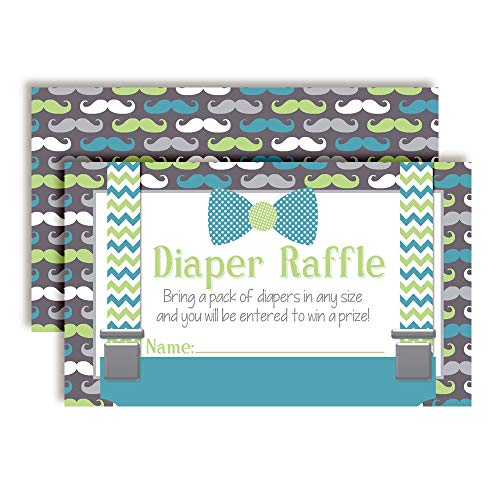Little Man Bow Tie, Mustache, Suspenders Diaper Raffle Tickets for Baby Showers