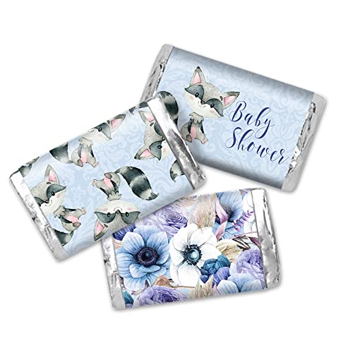 Little Rascal Cute Raccoon Blue Baby Shower Mini Candy Bar Wrappers ...
