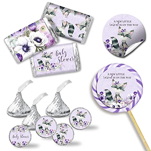 Little Rascal Cute Raccoon Pink Baby Shower Sticker Bundle – Amanda ...