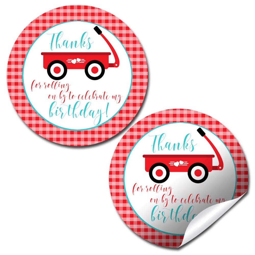 Little Red Wagon Birthday Party Stickers (Boy)