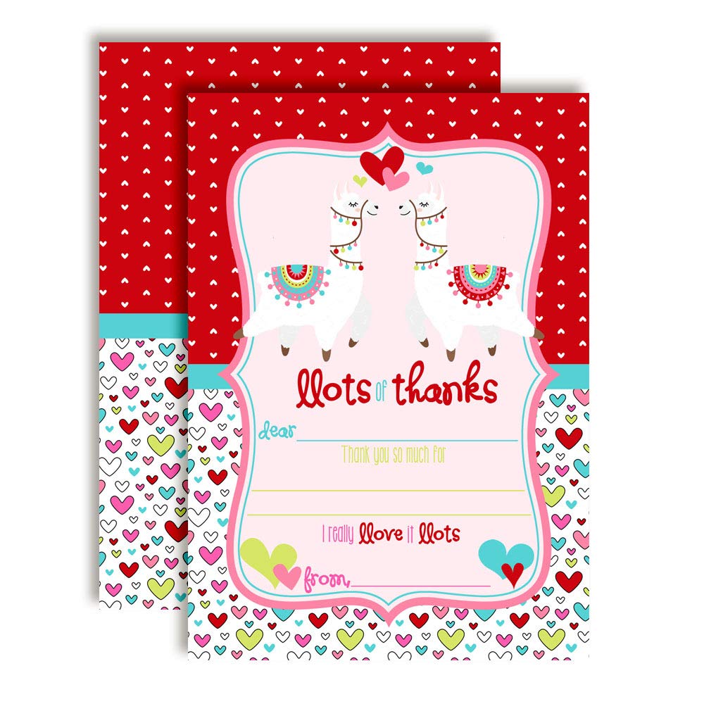 Llamas in Love Valentine Thank You Cards