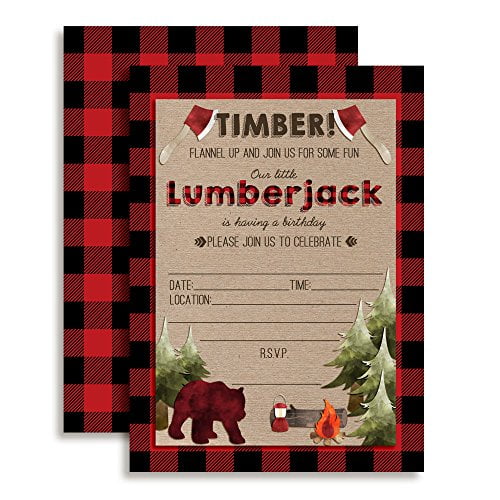 Lumberjack Birthday Party Invitations