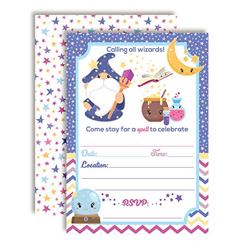 Magical Cute Wizard Birthday Party Invitations