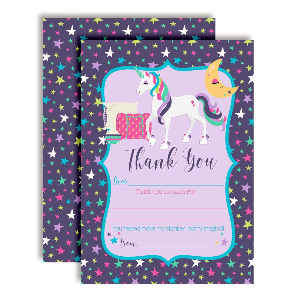 Unicorn Sleepover Thank You Cards