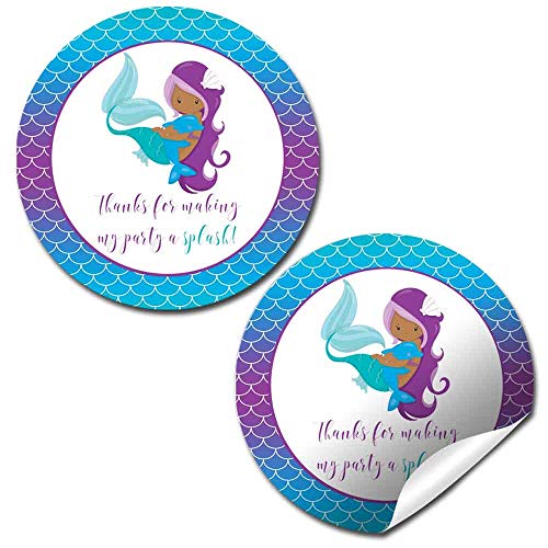 Magical Mermaid Party Stickers (dark complexion)