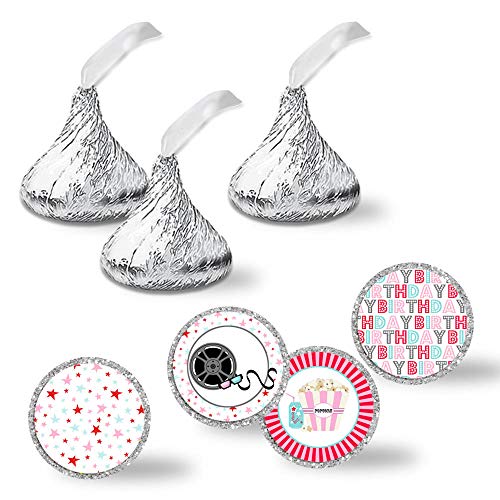 Movie Night Birthday Party Kiss Stickers (Girl)