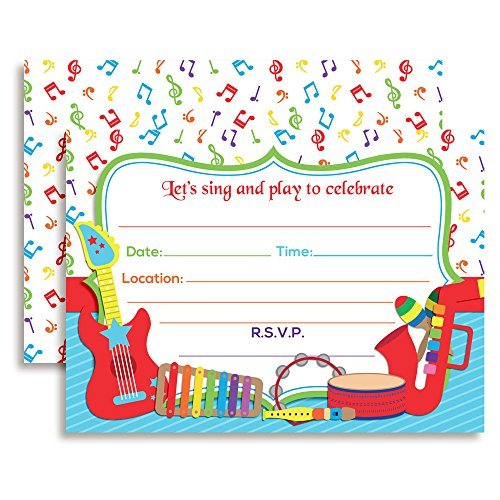Musical Instruments Sing & Play Birthday Party Invitations
