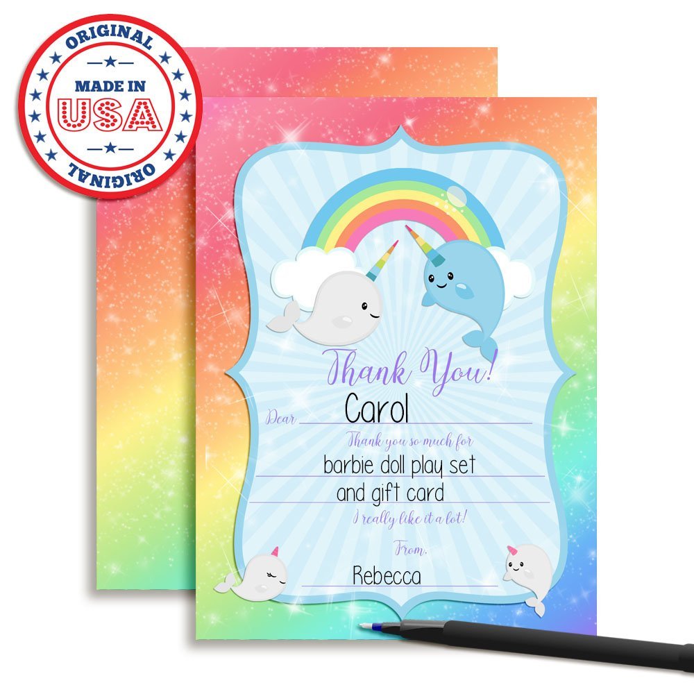 Narwhal Unicorn of the Sea Thank You Cards